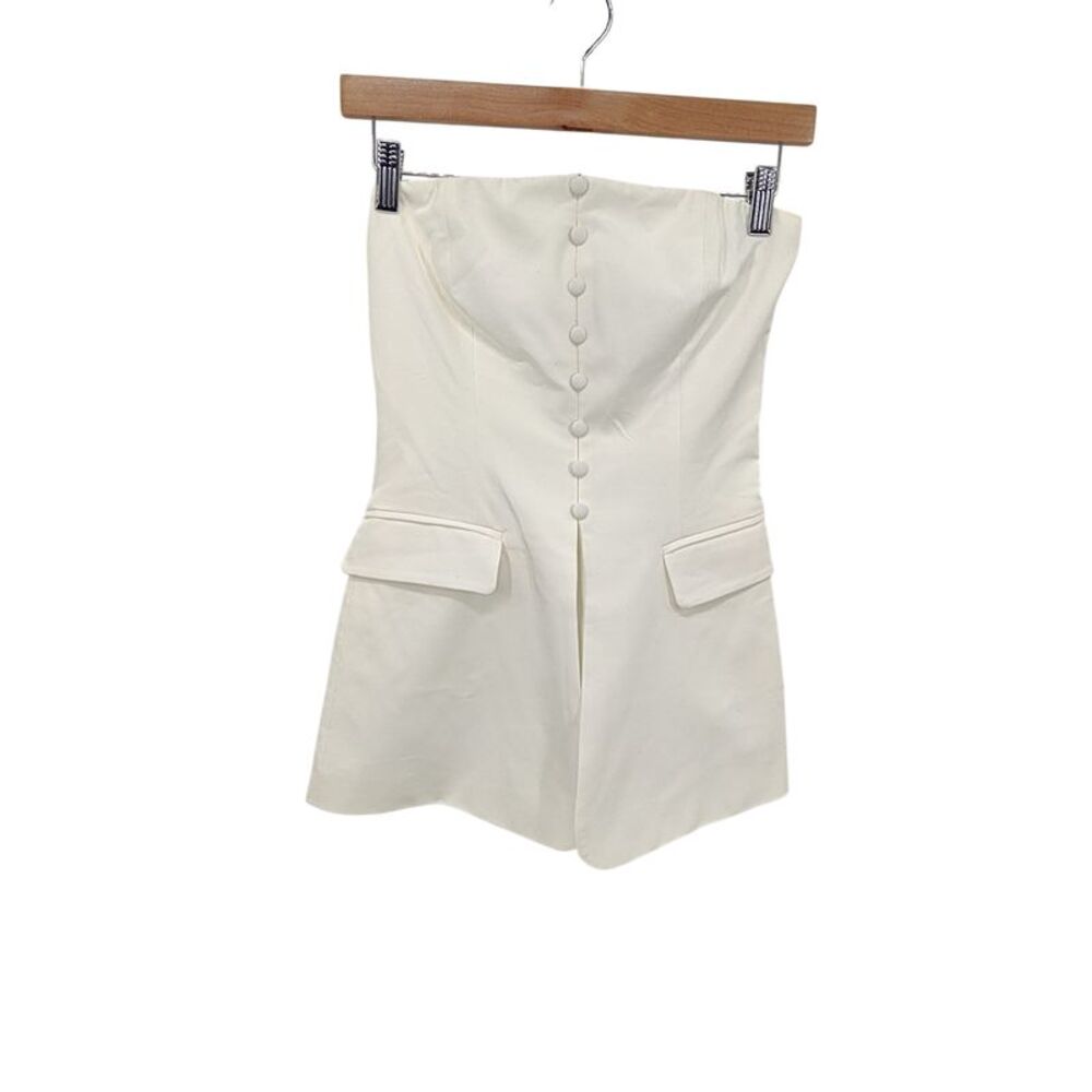 Fore Collection Strapless Button-Front Top Cream XS